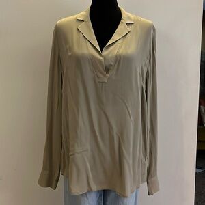 James Perse LA matte popover blouse, size 3 or L, khaki color​​​​​